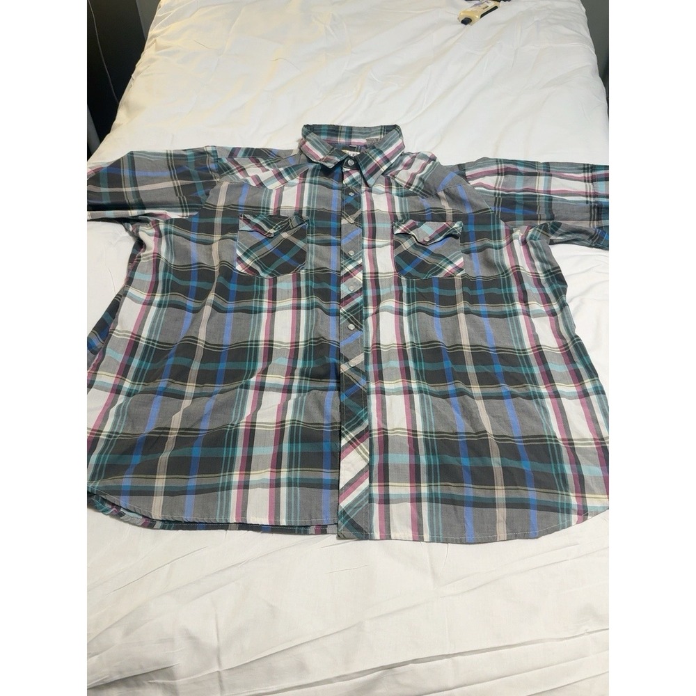 South Mountain Mens 2XL Western Shirt Pearl Snap Plaid Cowboy Southern Classics